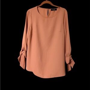 Nine West Blush Blouse with Bow Sleeves